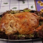 Pui tocat umplut cu paste si ciuperci