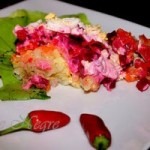 Salata ruseasca cu sfecla si macrou marinat